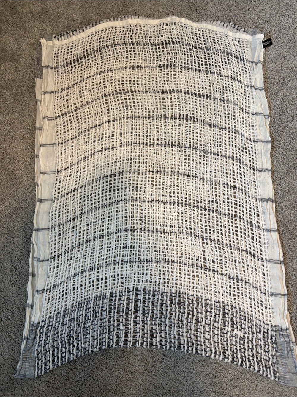 Vera Wang White and Gray Open-Weave Infinity Scarf